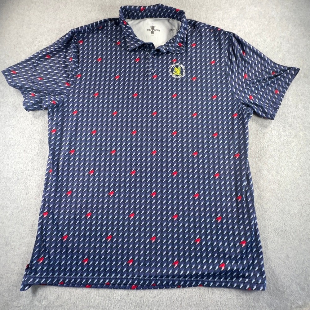 US Open Golf Polo Mens 3XL Navy Blue Red Houndstooth Performance SV10822